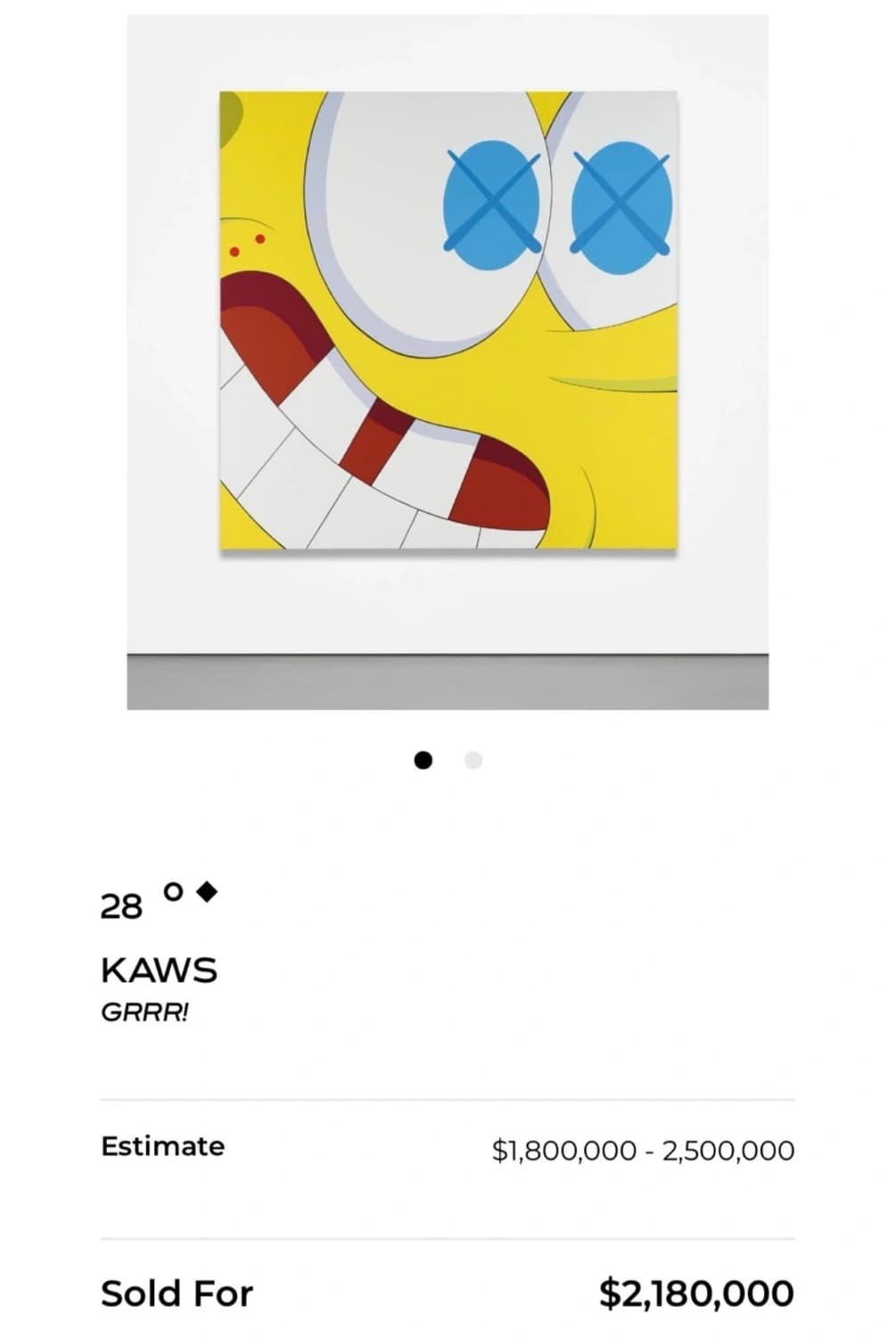 KAWS X 스펀지밥 그림액자(정품) 상품이미지3