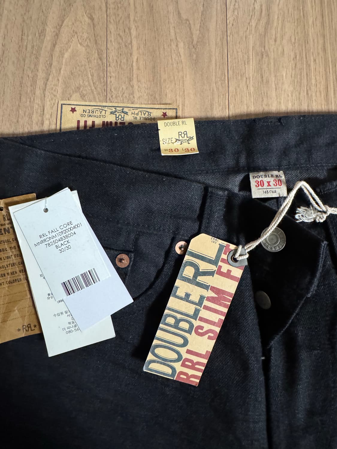 더블알엘(RRL) 슬림 핏 블랙 셀비지 진 30/30 새상품 상품이미지2