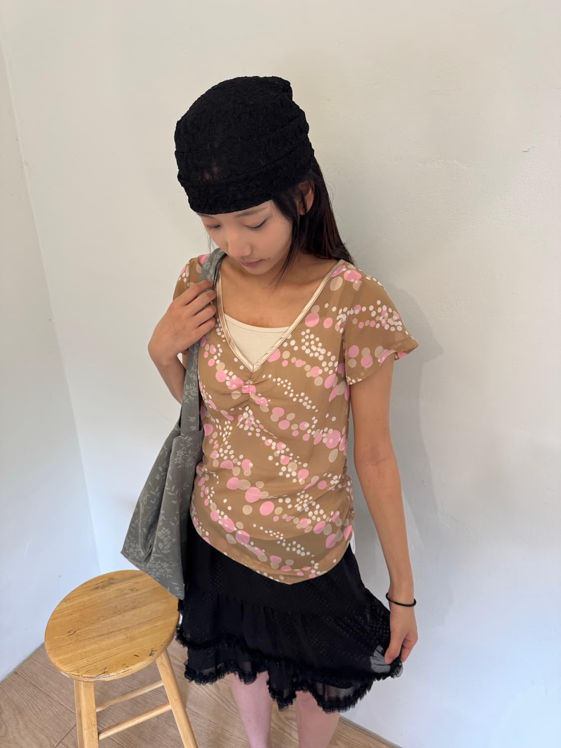 Dot see-through T-shirt 상품이미지1