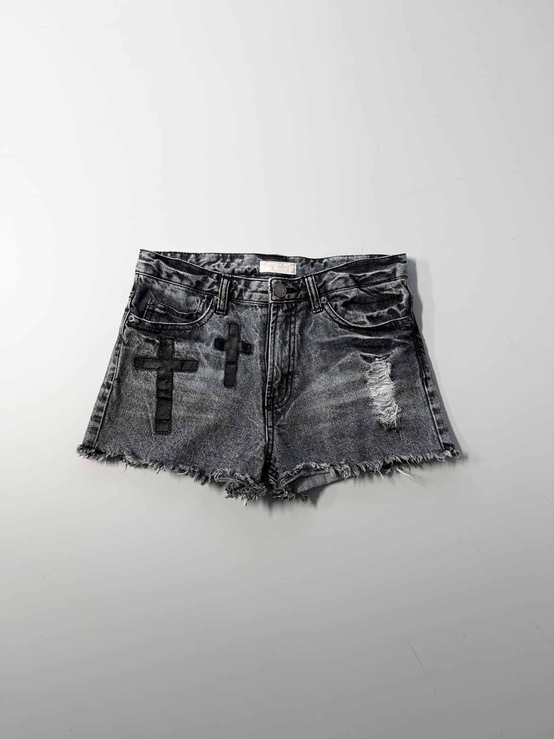 하이넥 프릴 블라우스 패치 데님 쇼츠 2pcs SET 상품이미지8