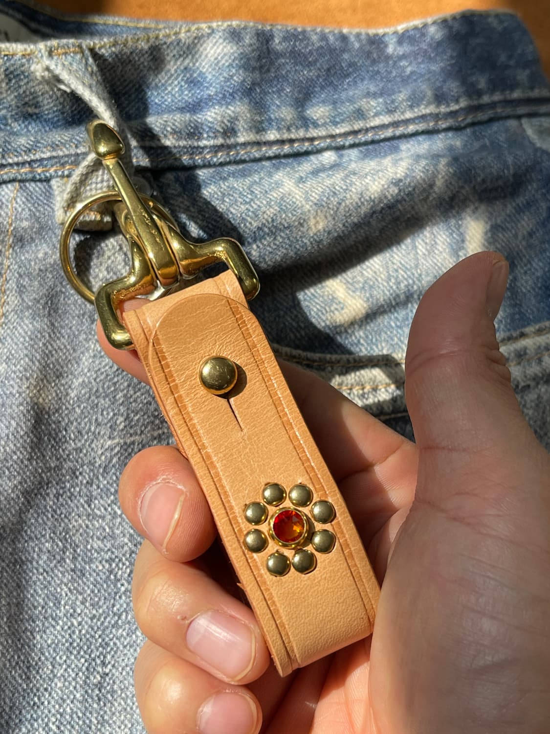 아메카지 브라스 카우하이드 키링 / 핸드메이드 레더홀더 상품이미지3