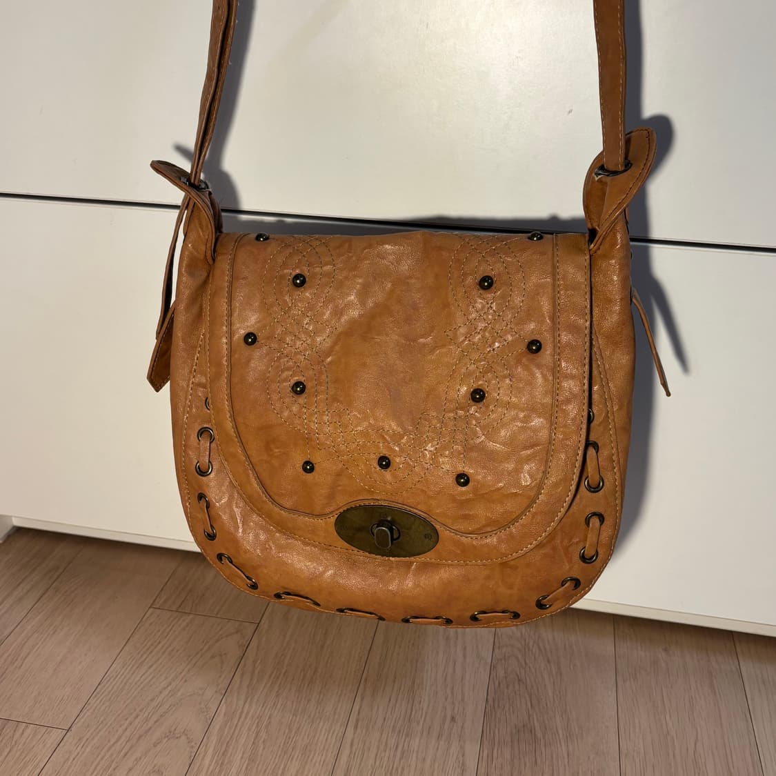 빈티지 레더 웨스턴 디테일 숄더 크로스백 상품이미지7