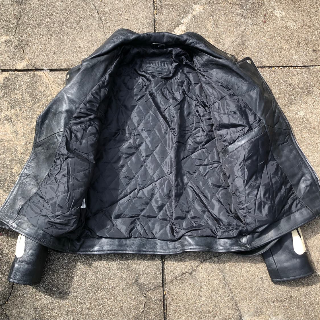 [XL] 빈티지 리얼 레더 뼈 디테일 라이더 가죽 자켓 상품이미지2