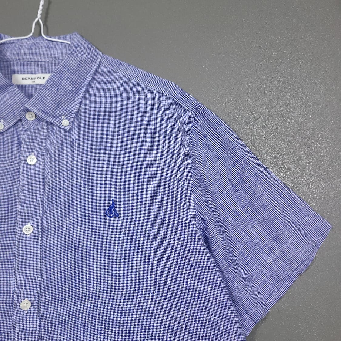 105) 빈폴 신형 20ss 로열 블루 하운드투스 린넨 마 반팔 셔츠 상품이미지3