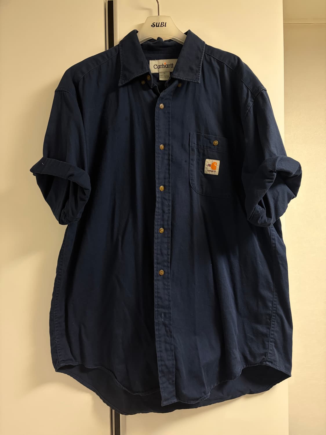 칼하트 네이비 반팔 셔츠 상품이미지1