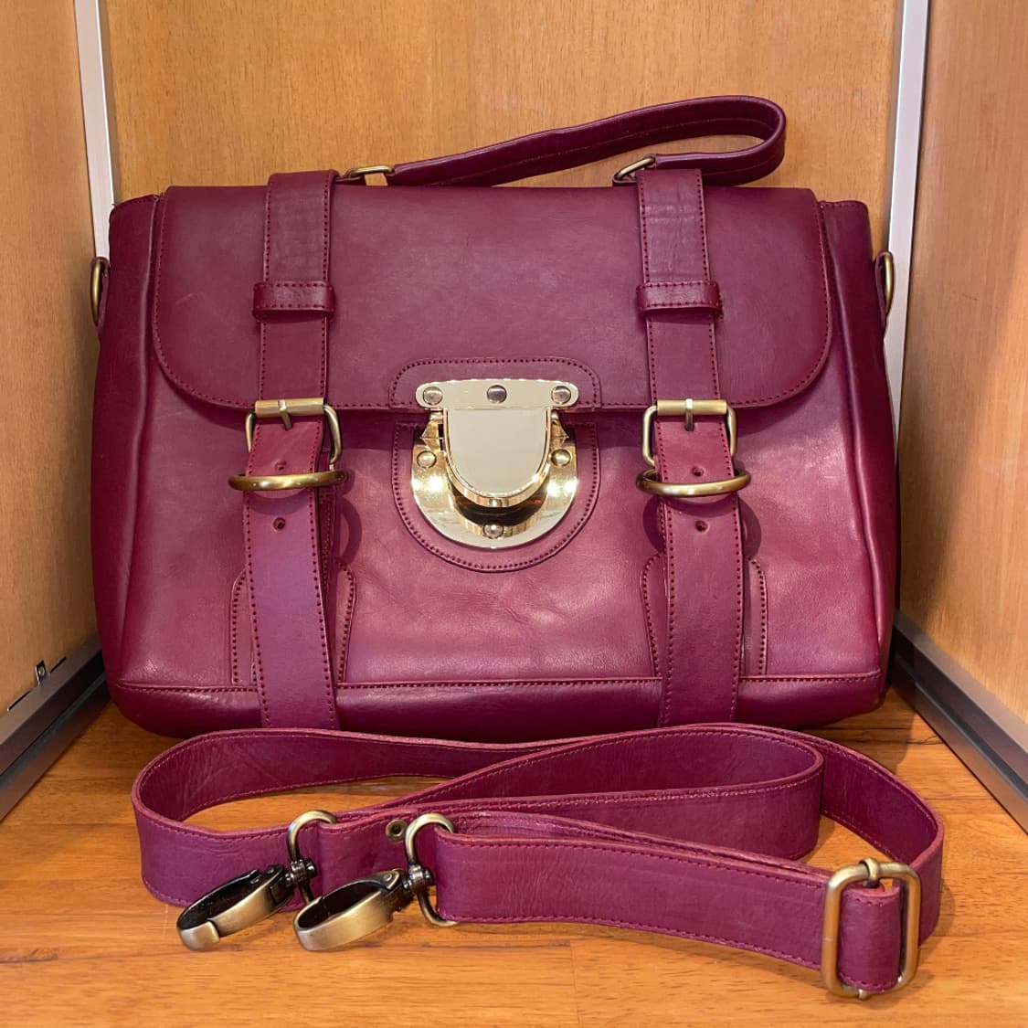 SU-SHI Leather Satchel Bag_Burgundy 상품이미지1