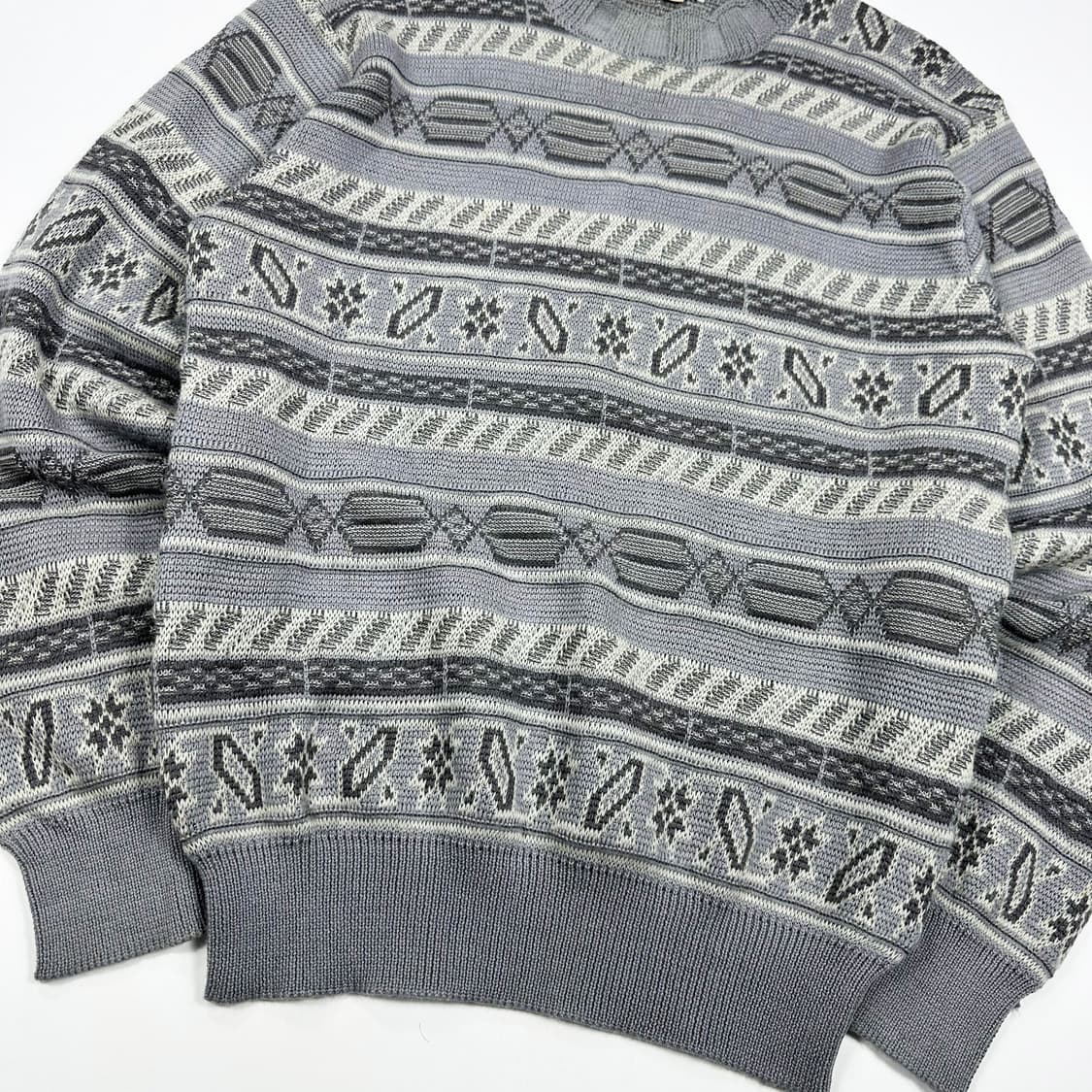 JPN 재팬빈티지 노르딕패턴 모크넥 울 니트 L 상품이미지3