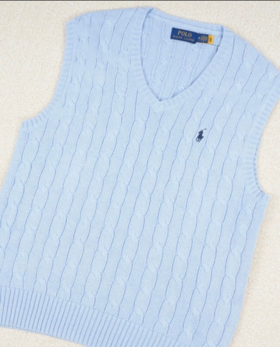 폴로랄프로렌 케이블 니트 조끼 하늘색 상품이미지1