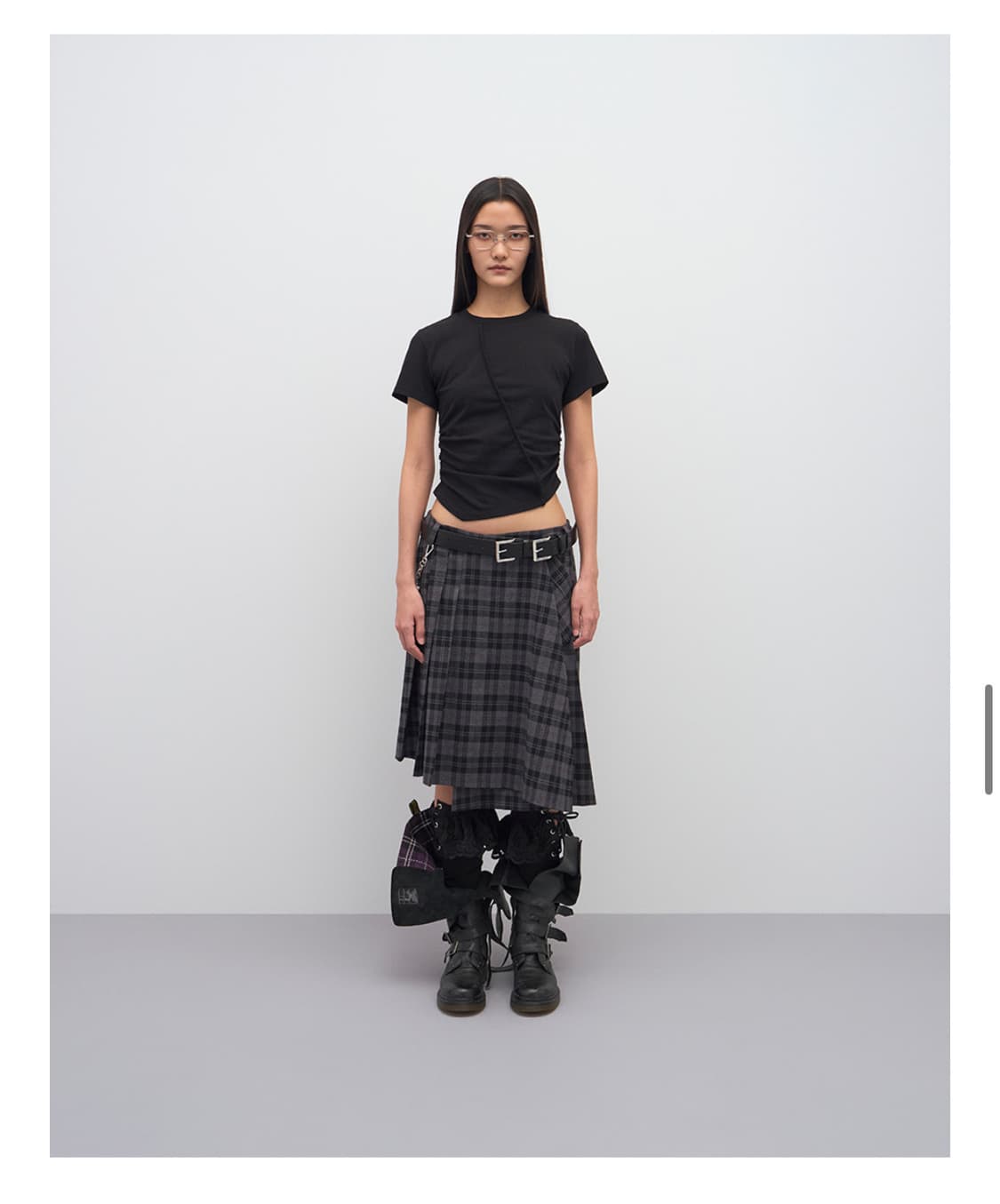 lcdc tm checked pleats midi skirt 상품이미지4