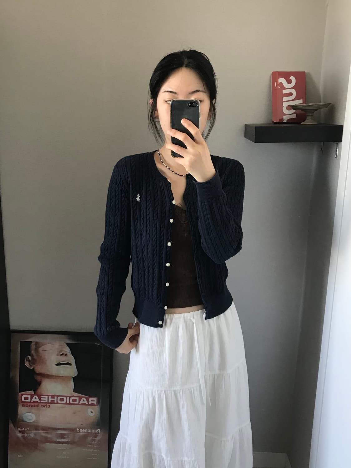 폴로 랄프로렌 QR코드 신형택 포니로고 네이비 케이블 가디건 상품이미지5