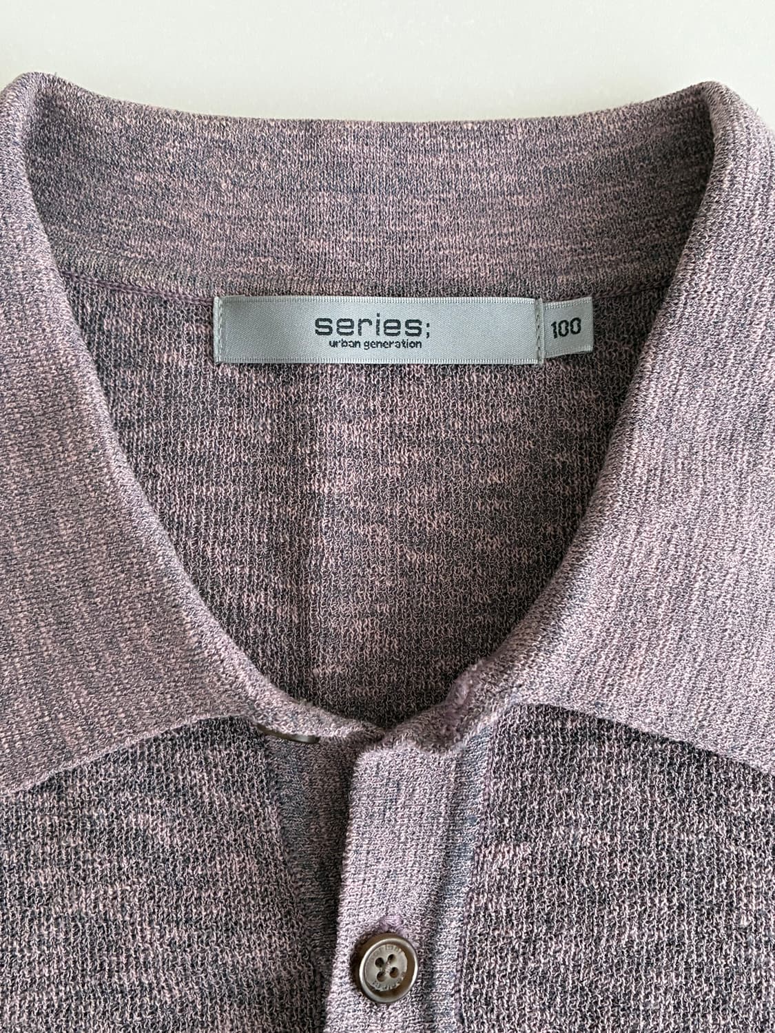 100) 시리즈 니트 반팔 카라 티셔츠 퍼플 상품이미지4