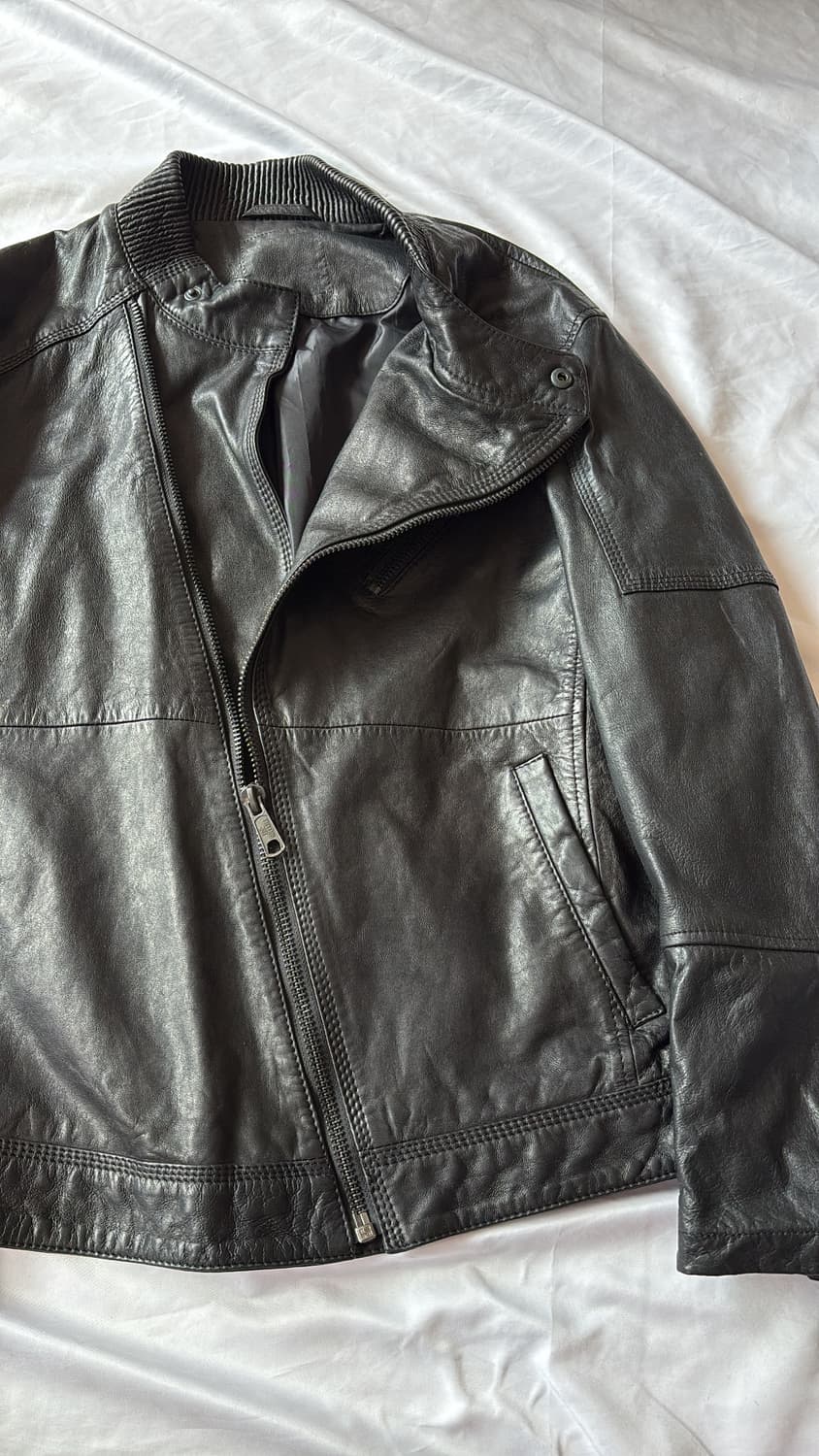 Asymmetric Moto Leather Jacket 상품이미지5