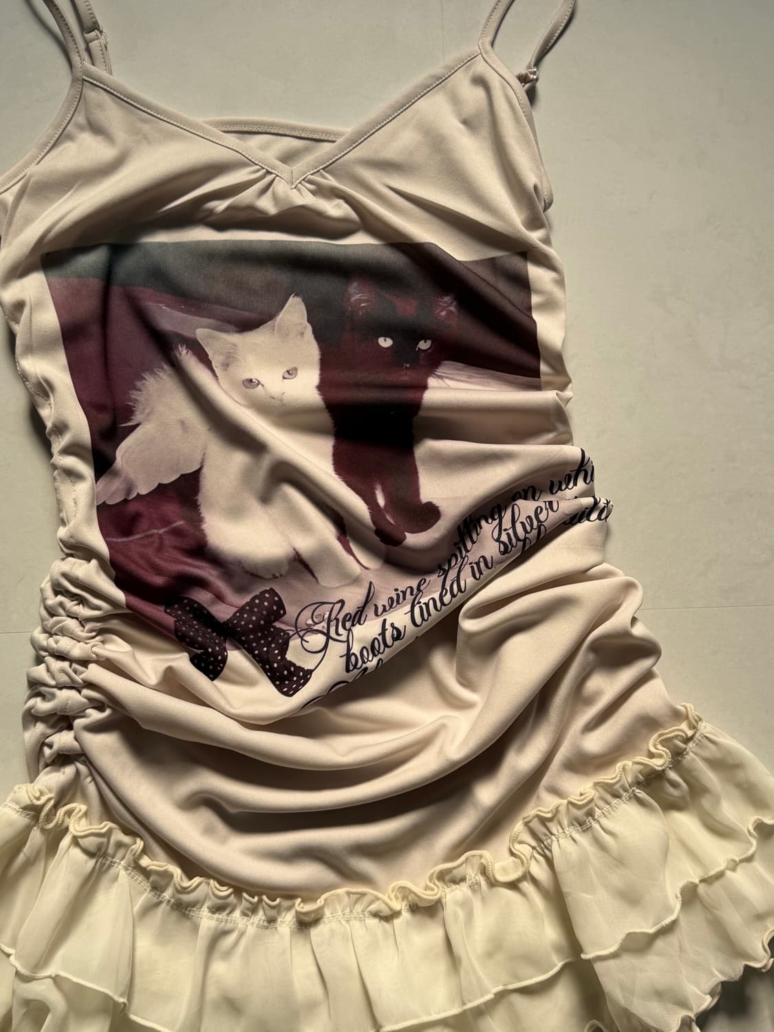 캣 프린팅 셔링 슬립 드레스 상품이미지6