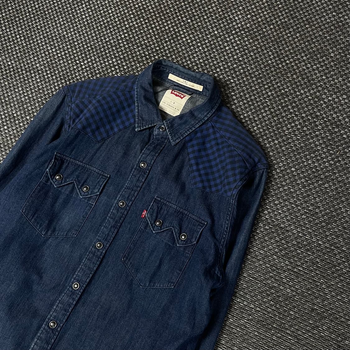 리바이스 진청 체크 스트라우스 투포켓 데님 긴팔 셔츠 슬림핏 L 상품이미지5