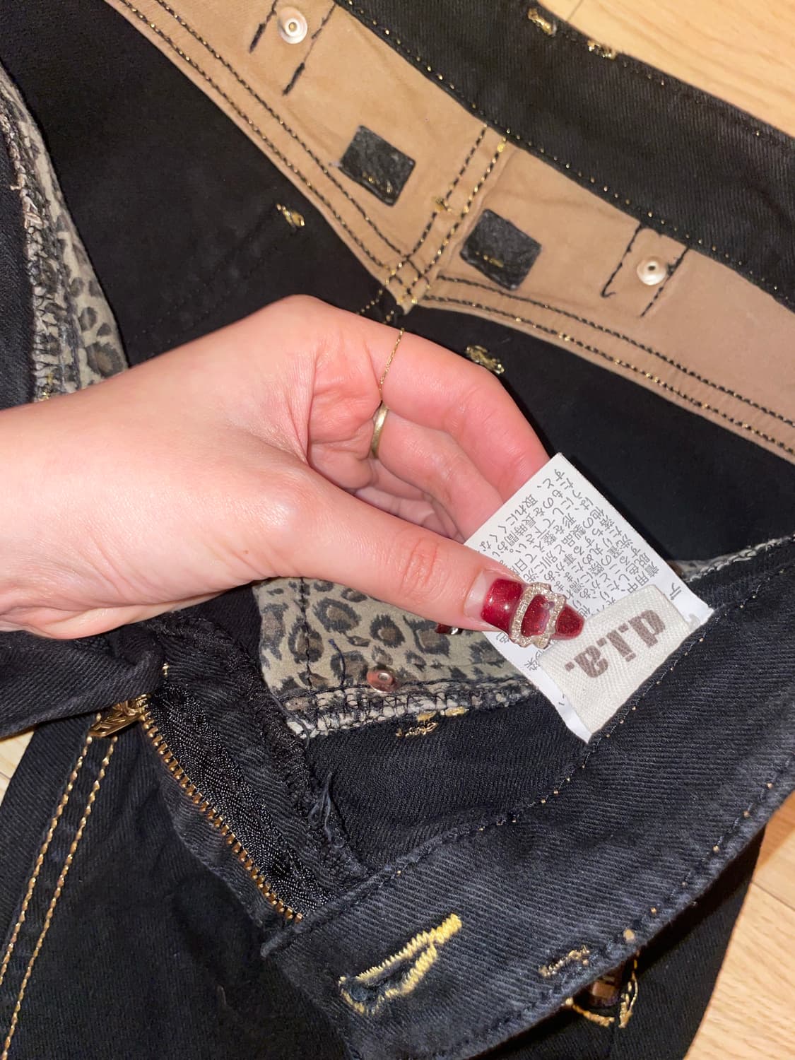 d.i.a 다이아 블랙 데님 레오파드 오네갸루 진 걍 대장템 상품이미지5