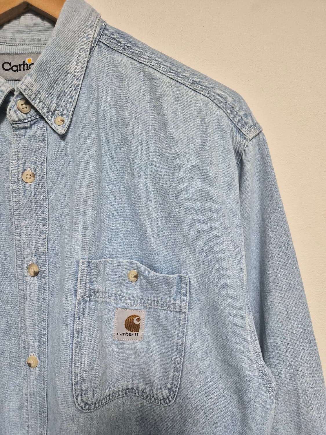 칼하트Carhartt 카라 배색 데님 셔츠 L - S240 상품이미지3