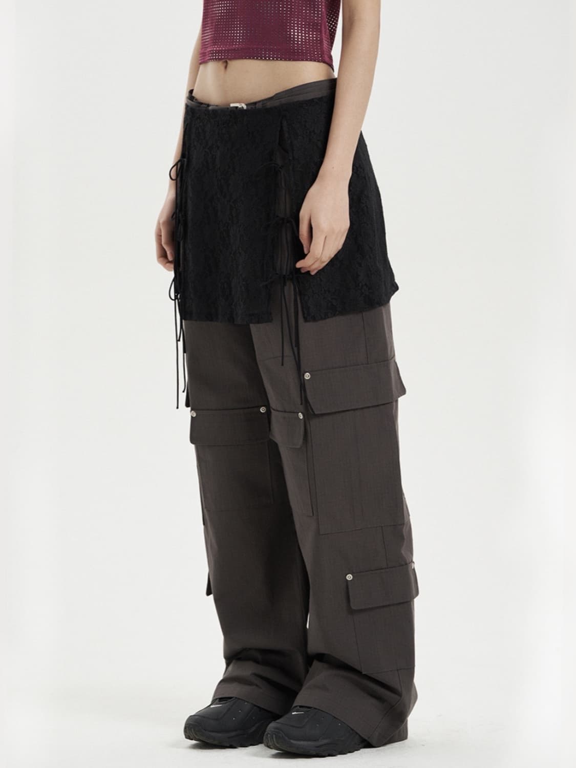 셋업이엑스이 LACE LAYERED SKIRT / BLACK 상품이미지3