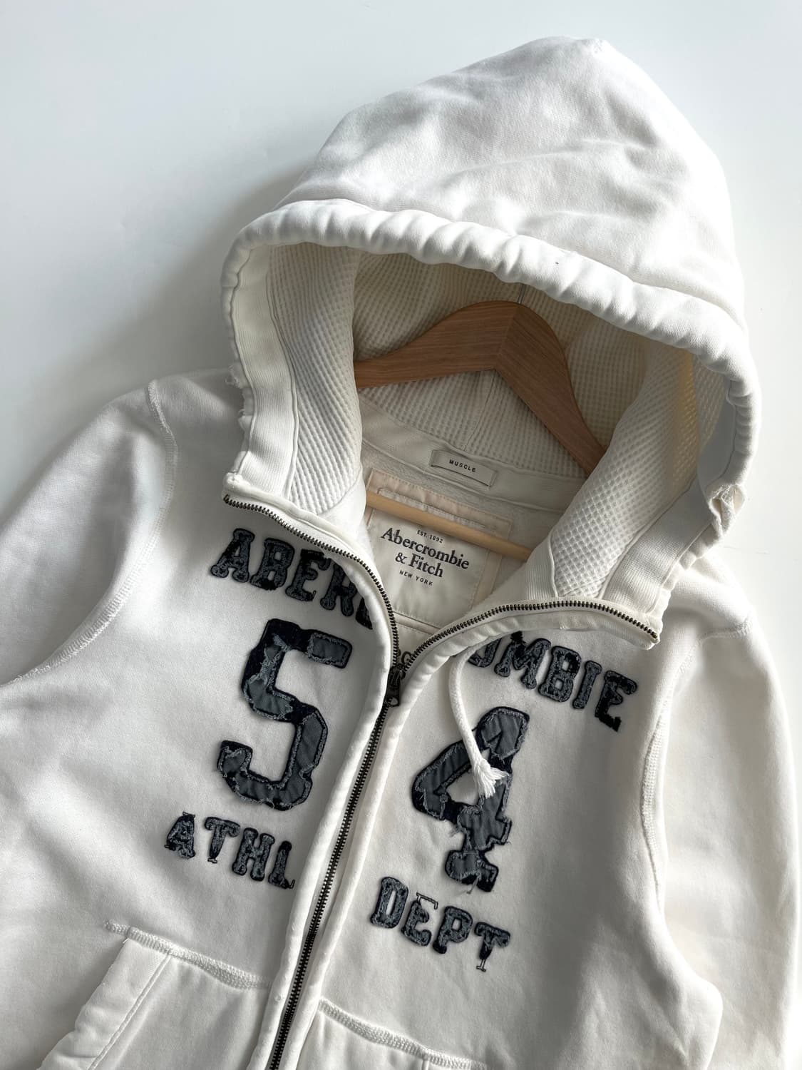 Abercrombie 아베크롬비 크림화이트 코튼 후드집업 상품이미지5