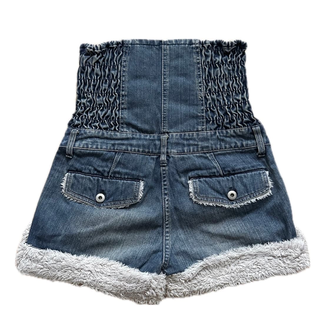 퍼 트리밍 데님 숏팬츠 상품이미지2