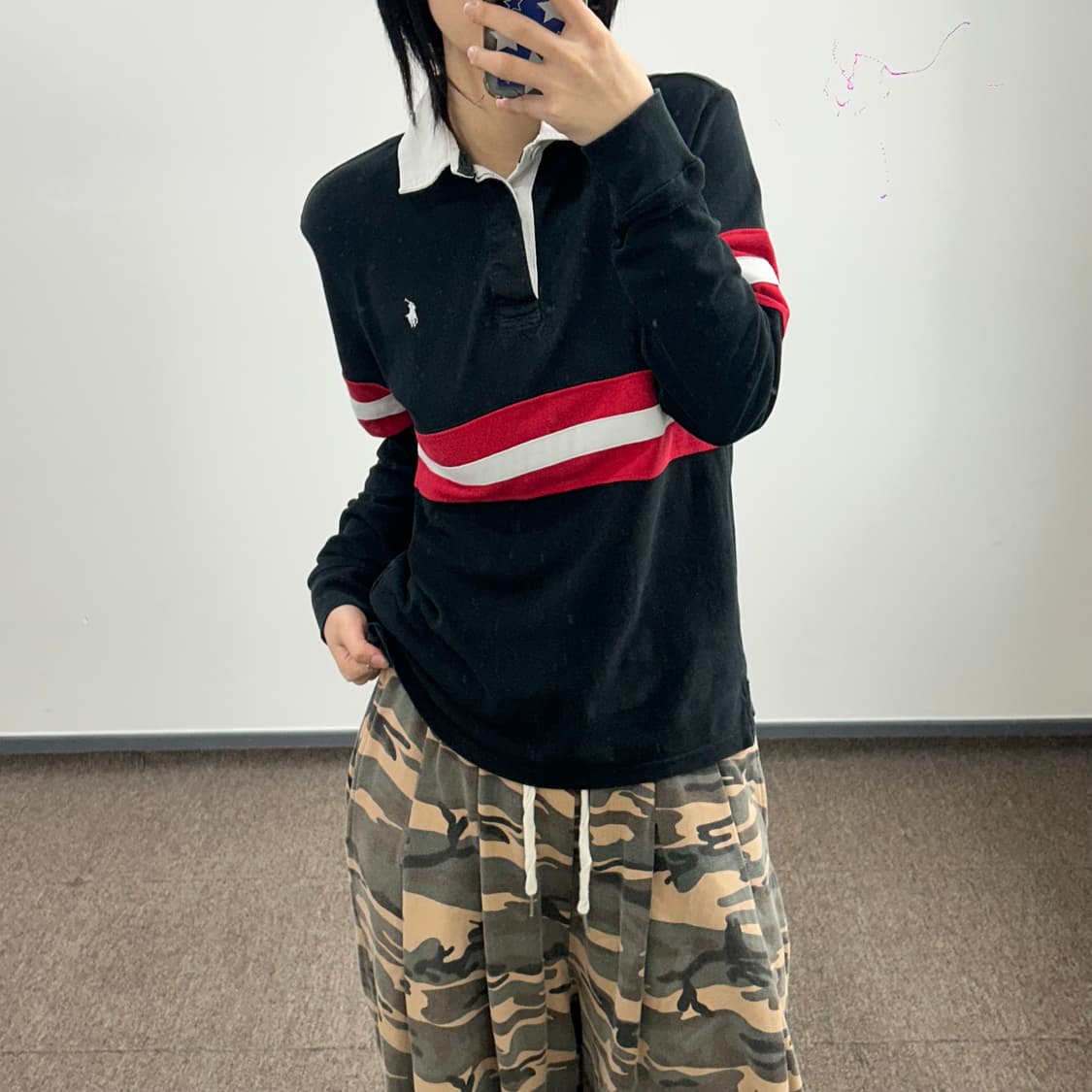 Polo 폴로 화이트 포니 레드 배색 카라 티셔츠 상품이미지1