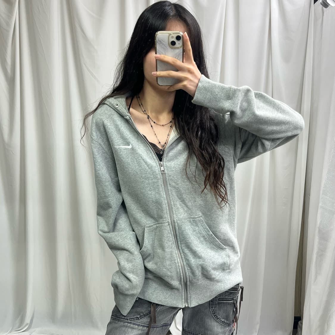 Nike swoosh small logo hood zip-up 상품이미지1