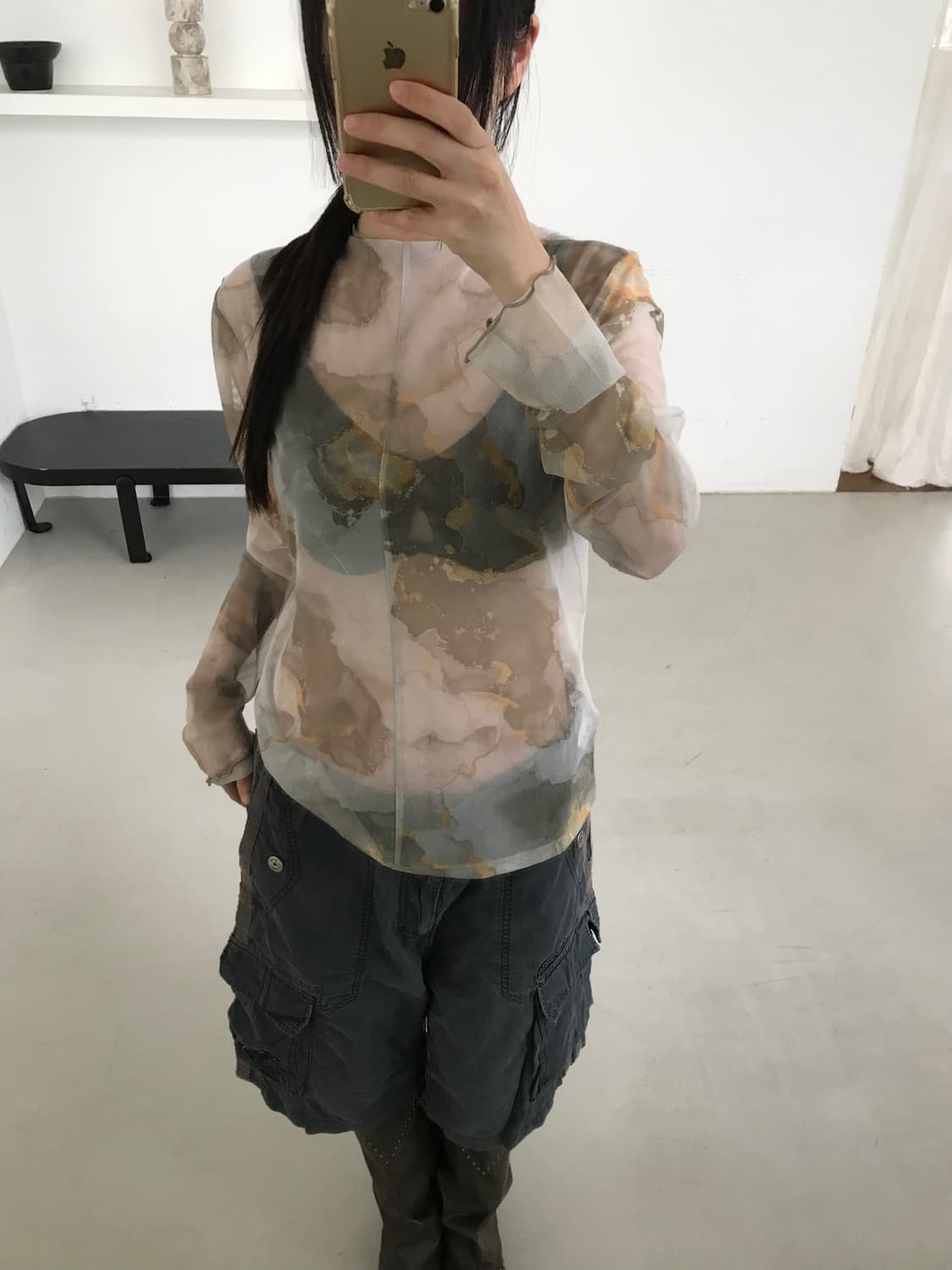 vintage pattern mesh top 상품이미지2