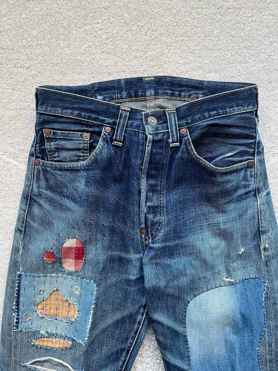 90s 리바이스 501 (555 USA)보로 패치워크 데님 (29-30) 상품이미지3