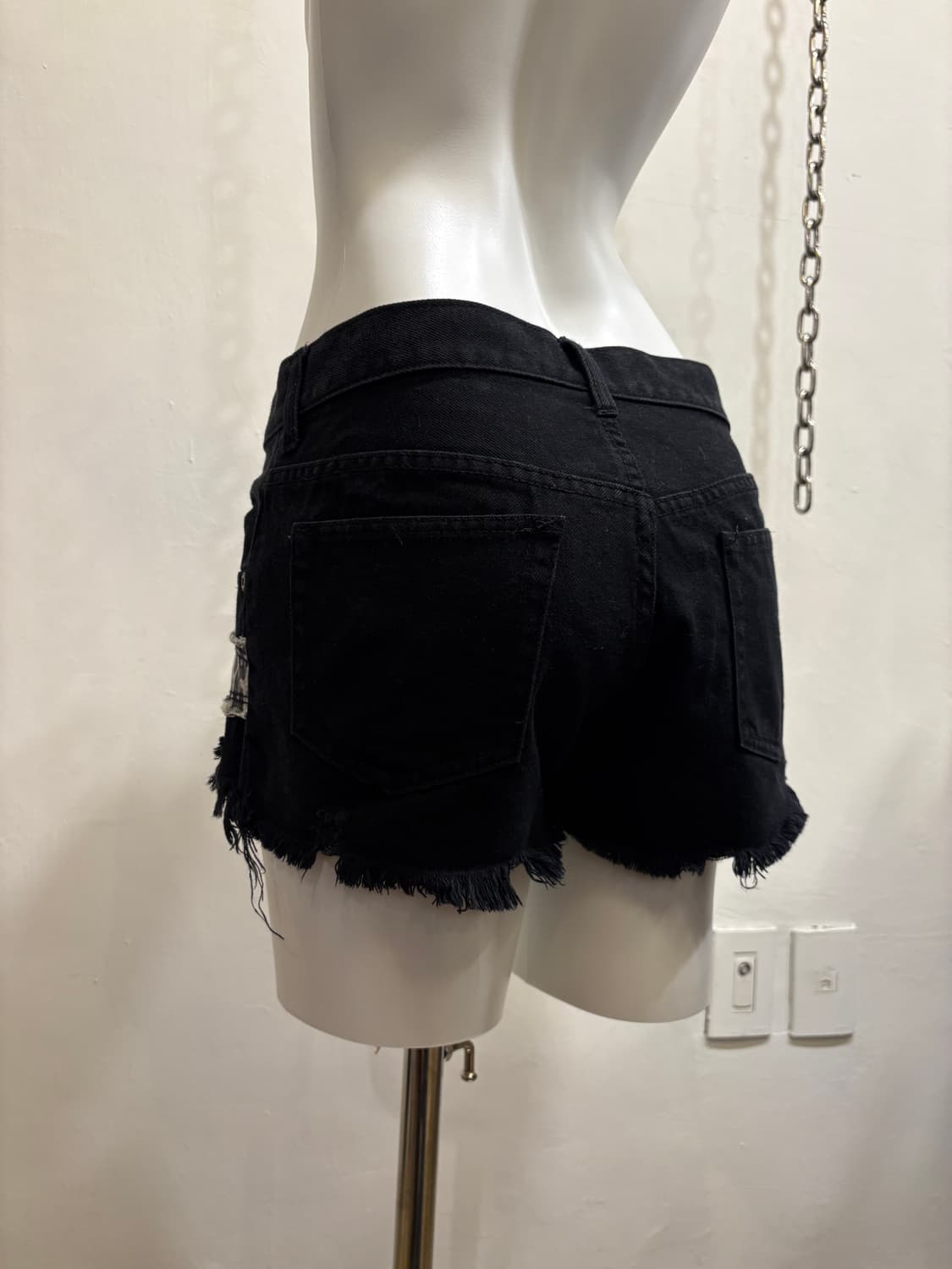 레오파드 패치워크 데미지 블랙 숏팬츠 갸루 펑크 y2k 상품이미지2