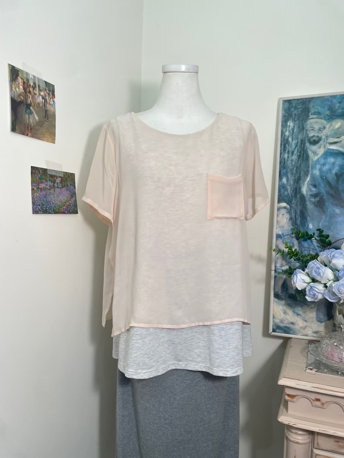 sheer pink cotton inner summer top 상품이미지1