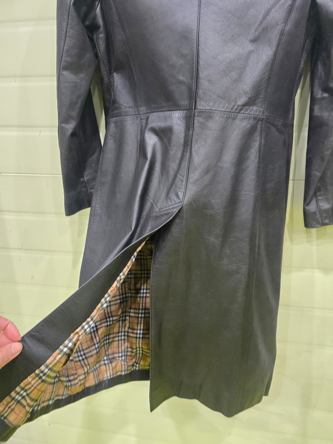 RAPISARDI 체크 안감 소가죽 코트 S 상품이미지7