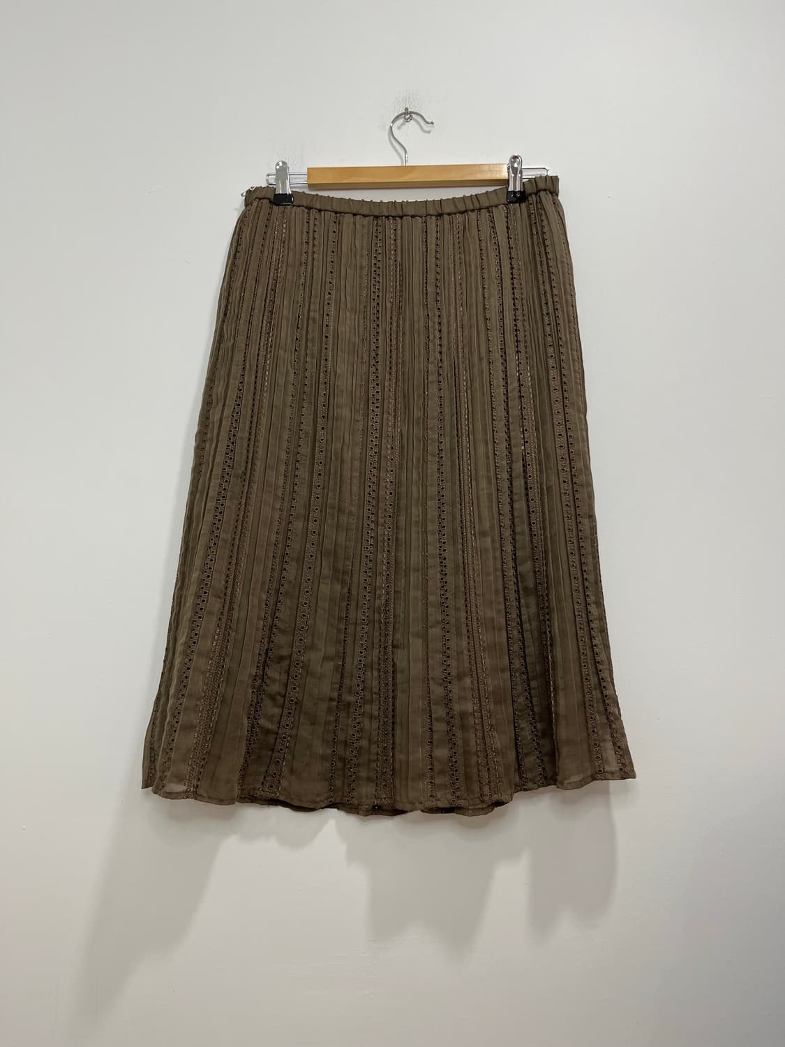 일본 빈티지 모리걸 펀칭 린넨 플리츠 롱스커트  상품이미지5