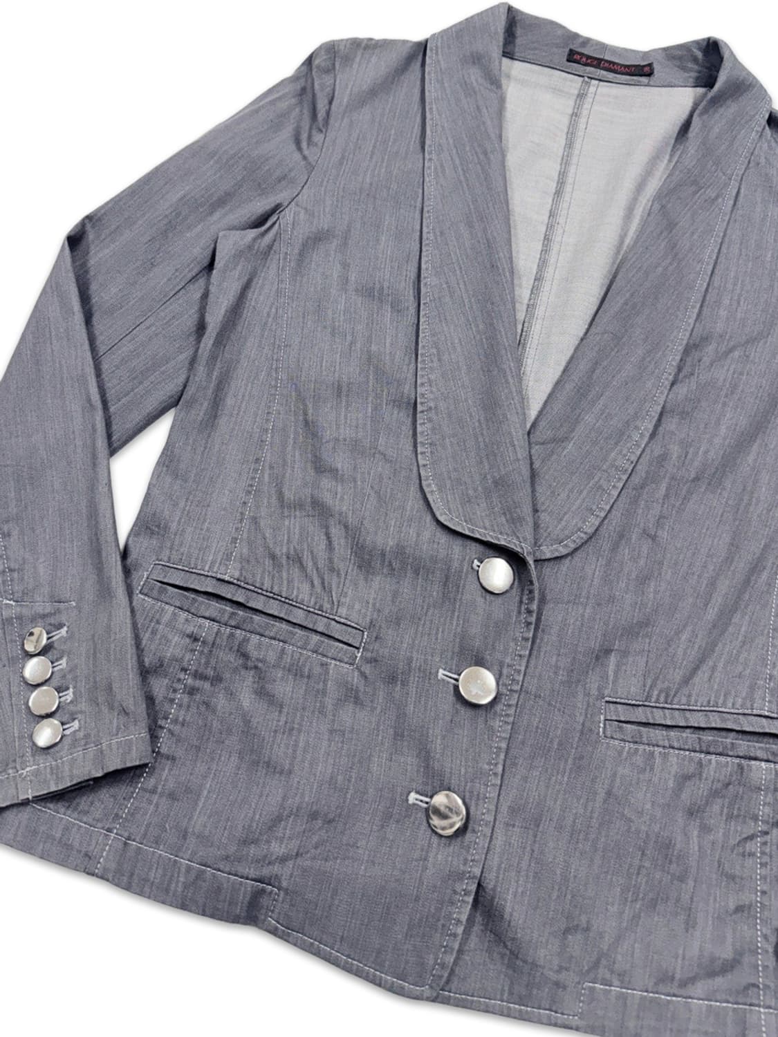 빈티지 블루그레이 라운드카라 디테일 싱글 자켓 상품이미지3