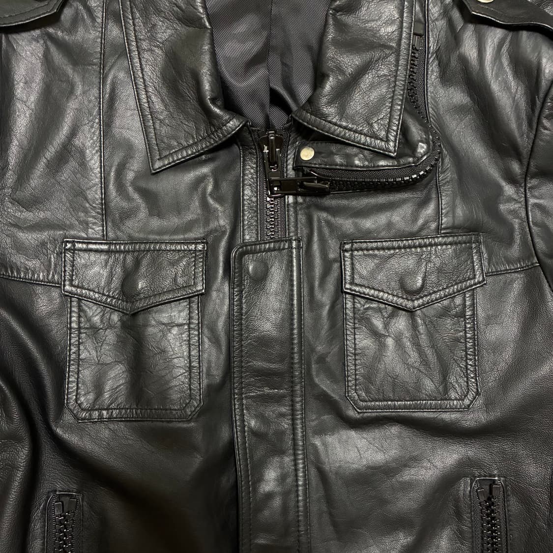 블랙 가죽 자켓 남성용 상품이미지5