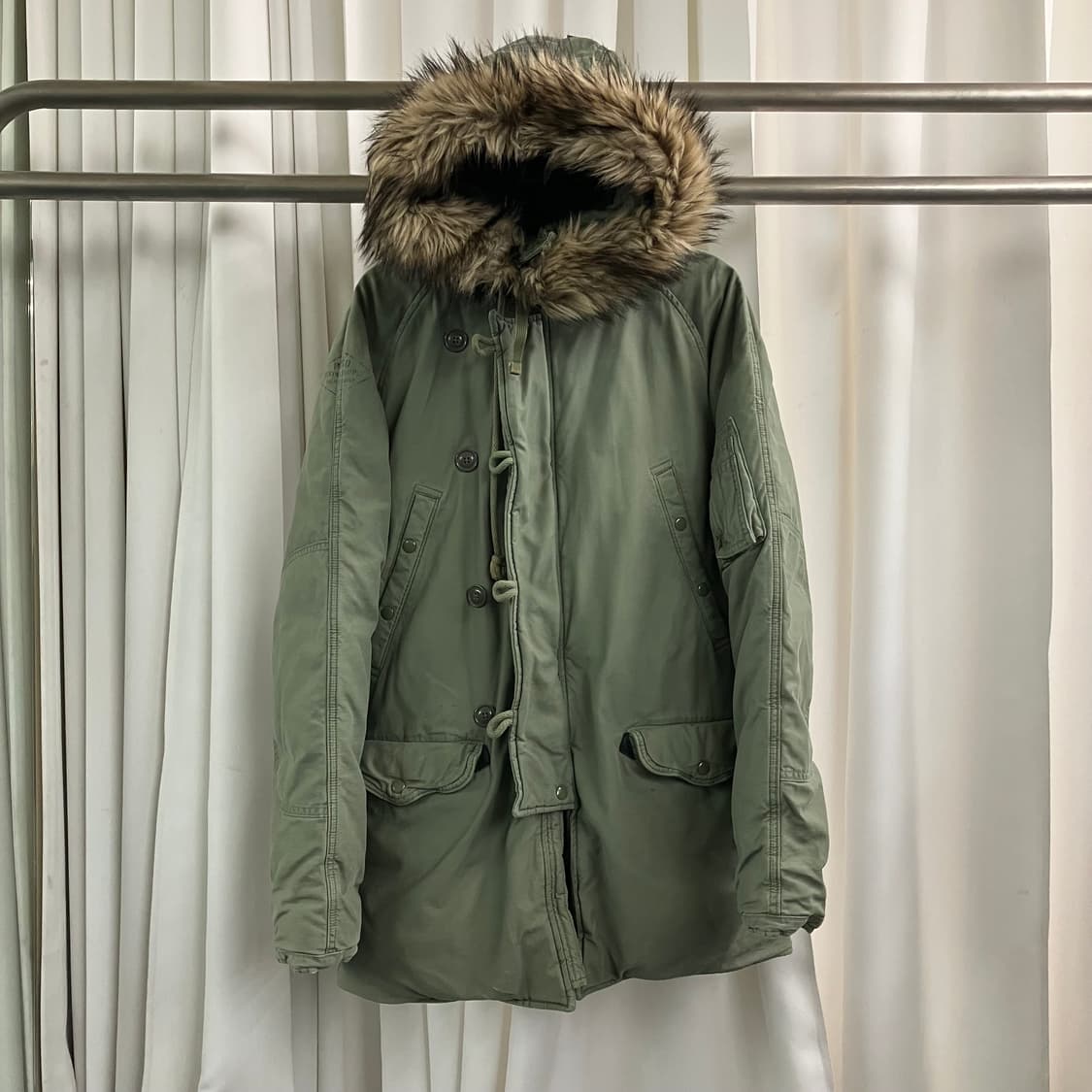 데님 앤 서플라이 폴로 랄프로렌 N3B 카키 밀리터리 후드 야상 M 상품이미지1