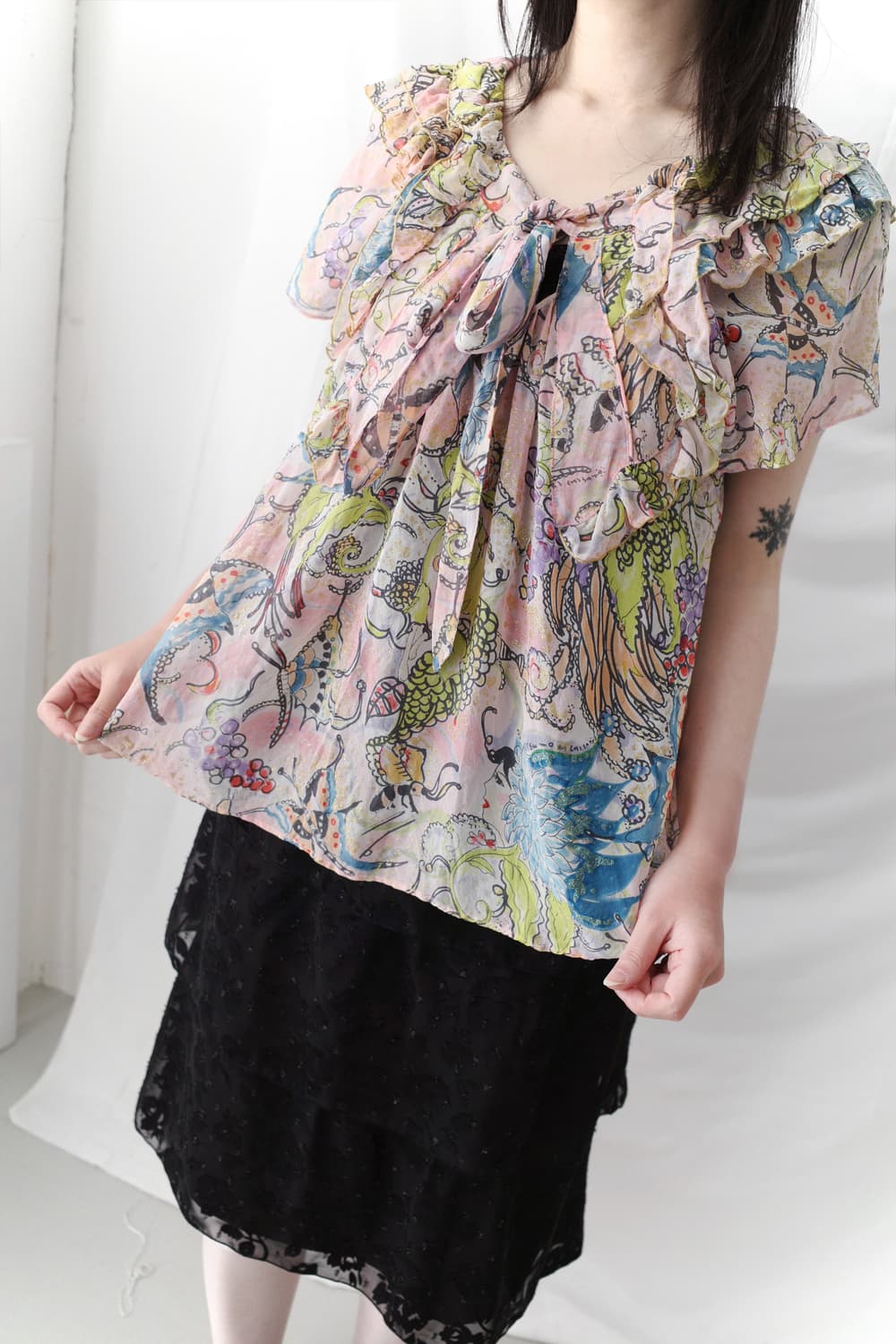 Tsumori Chisato) kitch pattern frill T  상품이미지6