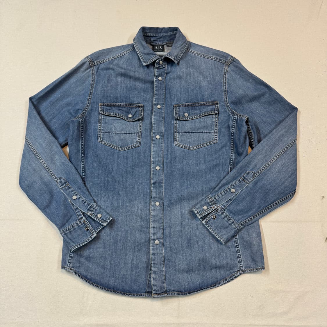 M) A/X 아르마니 익스체인지 웨스턴 버튼 데님 셔츠 상품이미지1