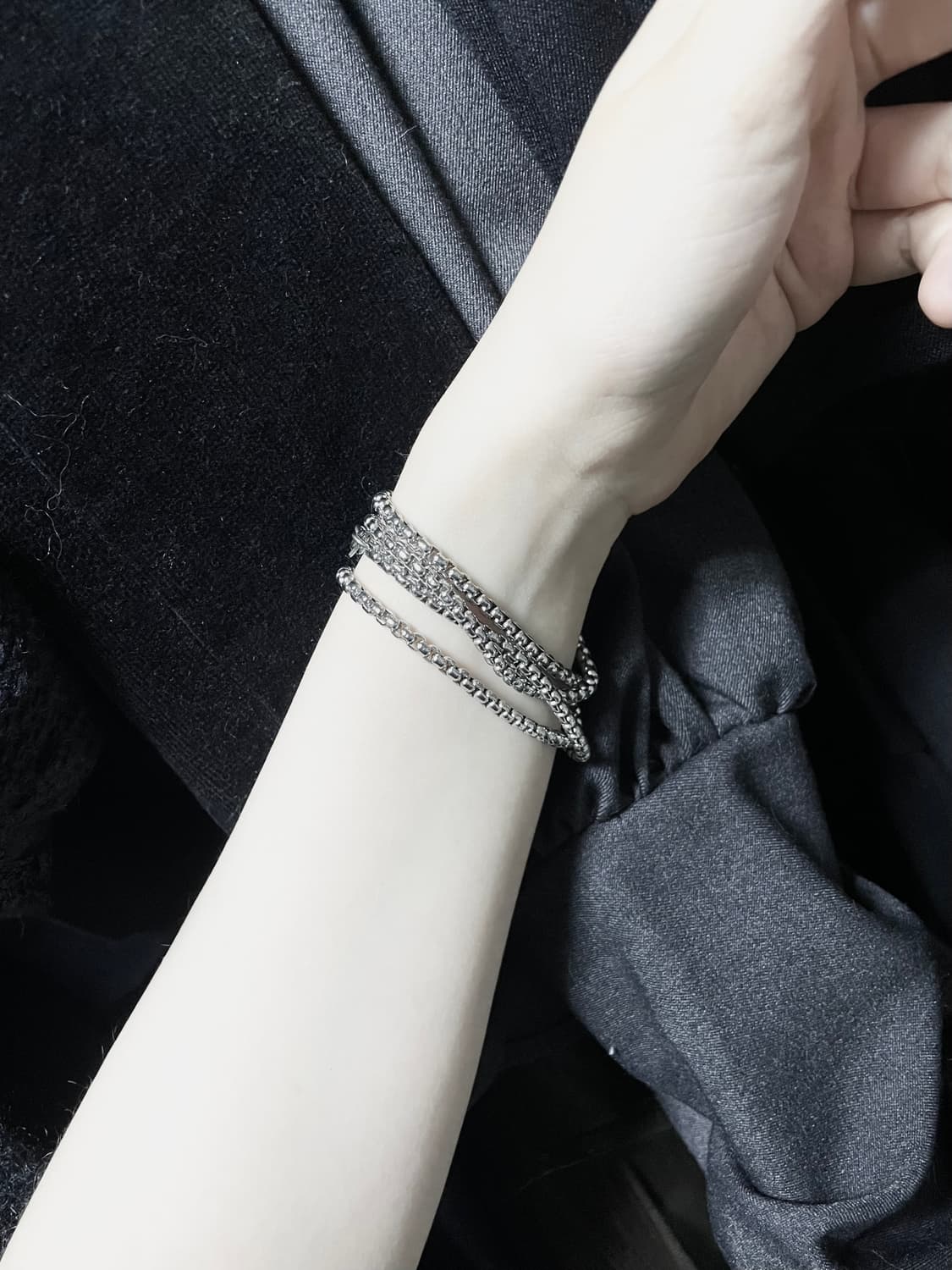 00s Chain Necklace 유니섹스기본실버체인레이어드목걸이 팔찌 상품이미지2