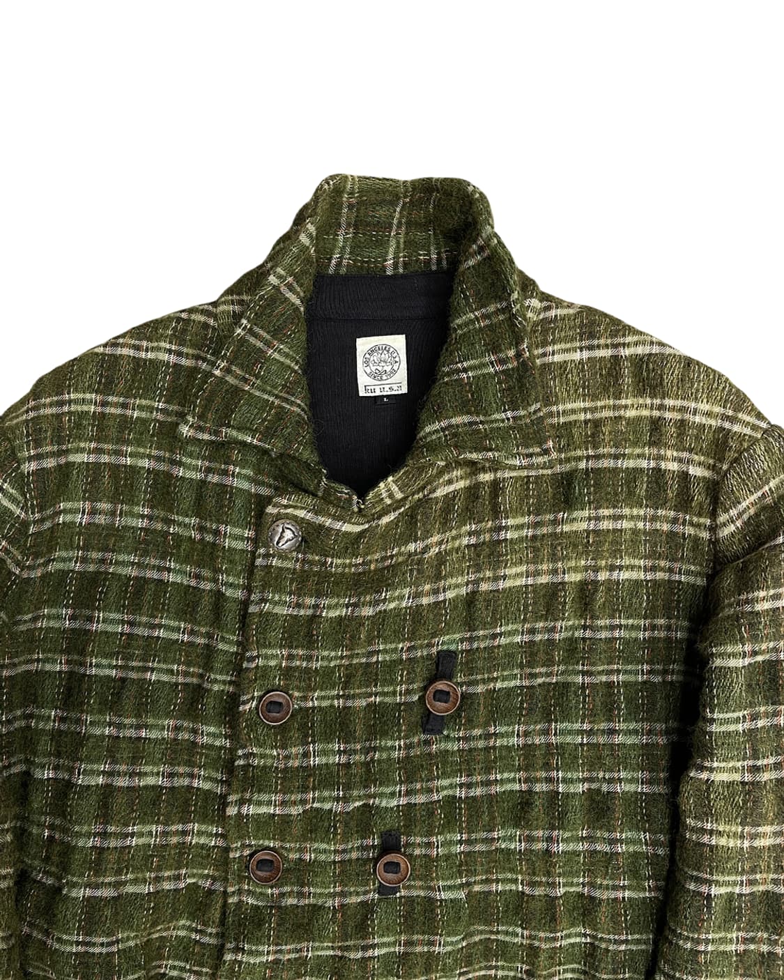 빈티지 우드 버튼 체크 울 자켓 상품이미지6