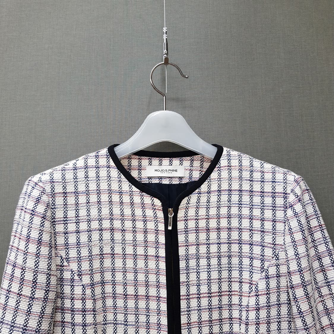 모조에스핀 트위드 배색 포켓 롱 자켓 및 원피스 55사이즈 상품이미지4