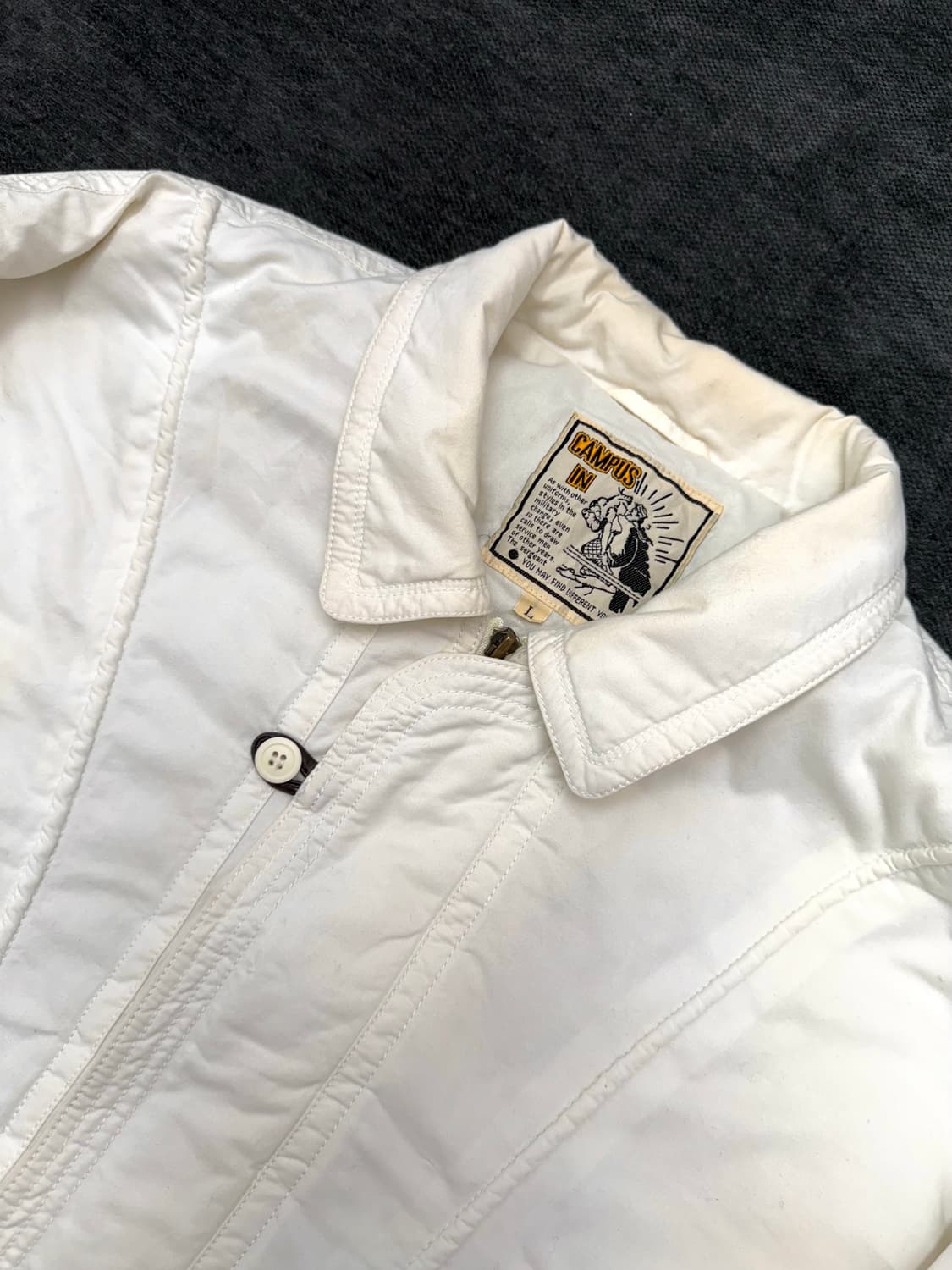 빈티지 아이보리 코튼 봄버 자켓 상품이미지2
