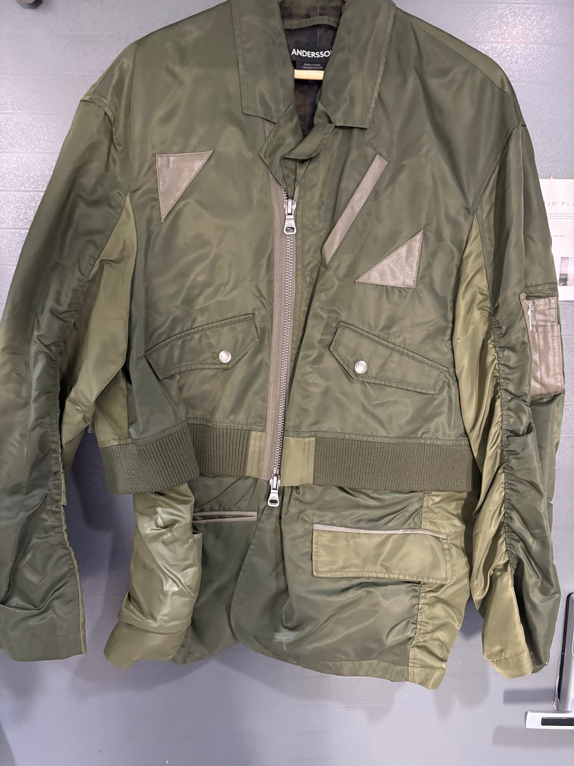 앤더슨벨 플라이트 봄버 블레이저 awa613m(KHAKI) 상품이미지1