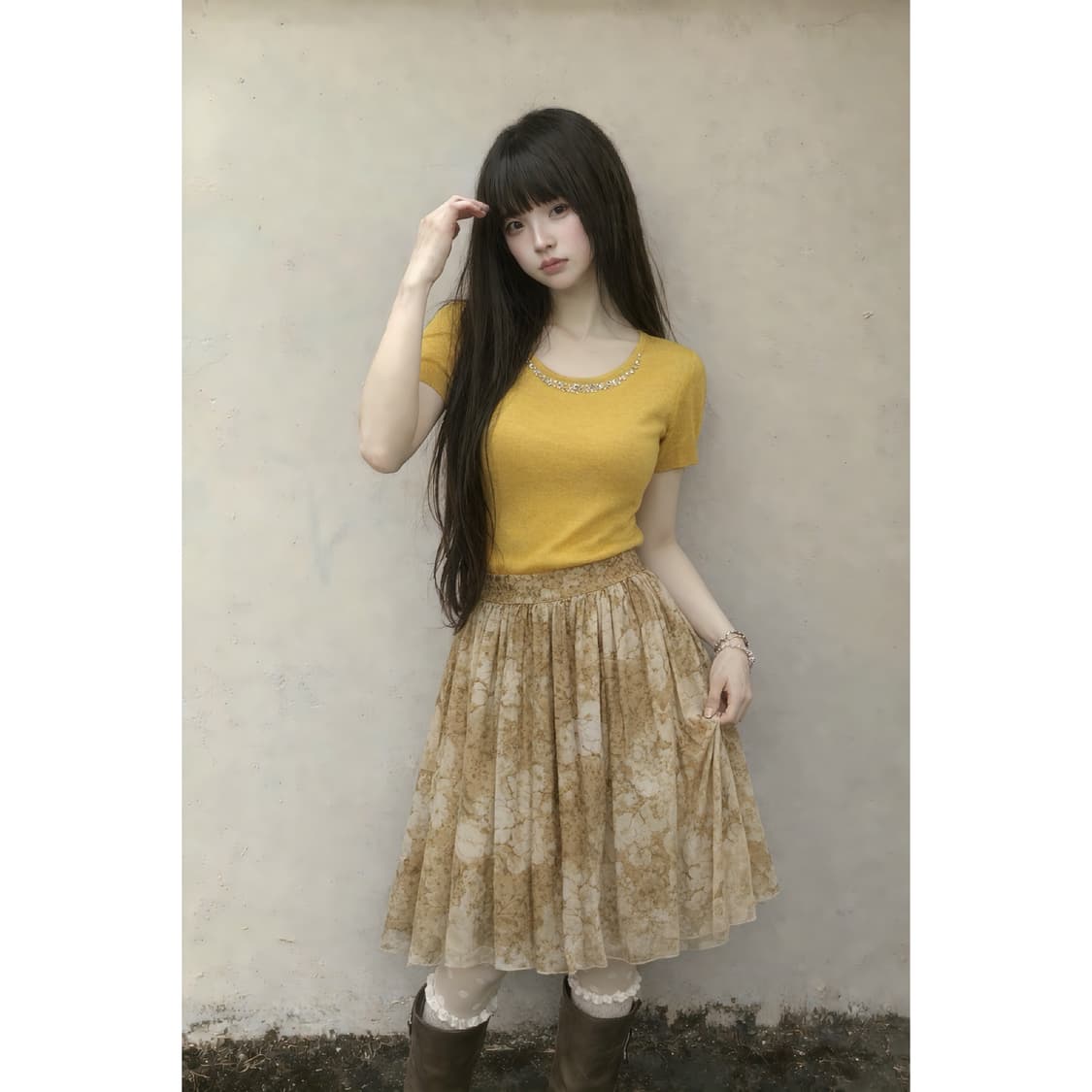 Yellow Top + Frill Skirt Cody Set 상품이미지1