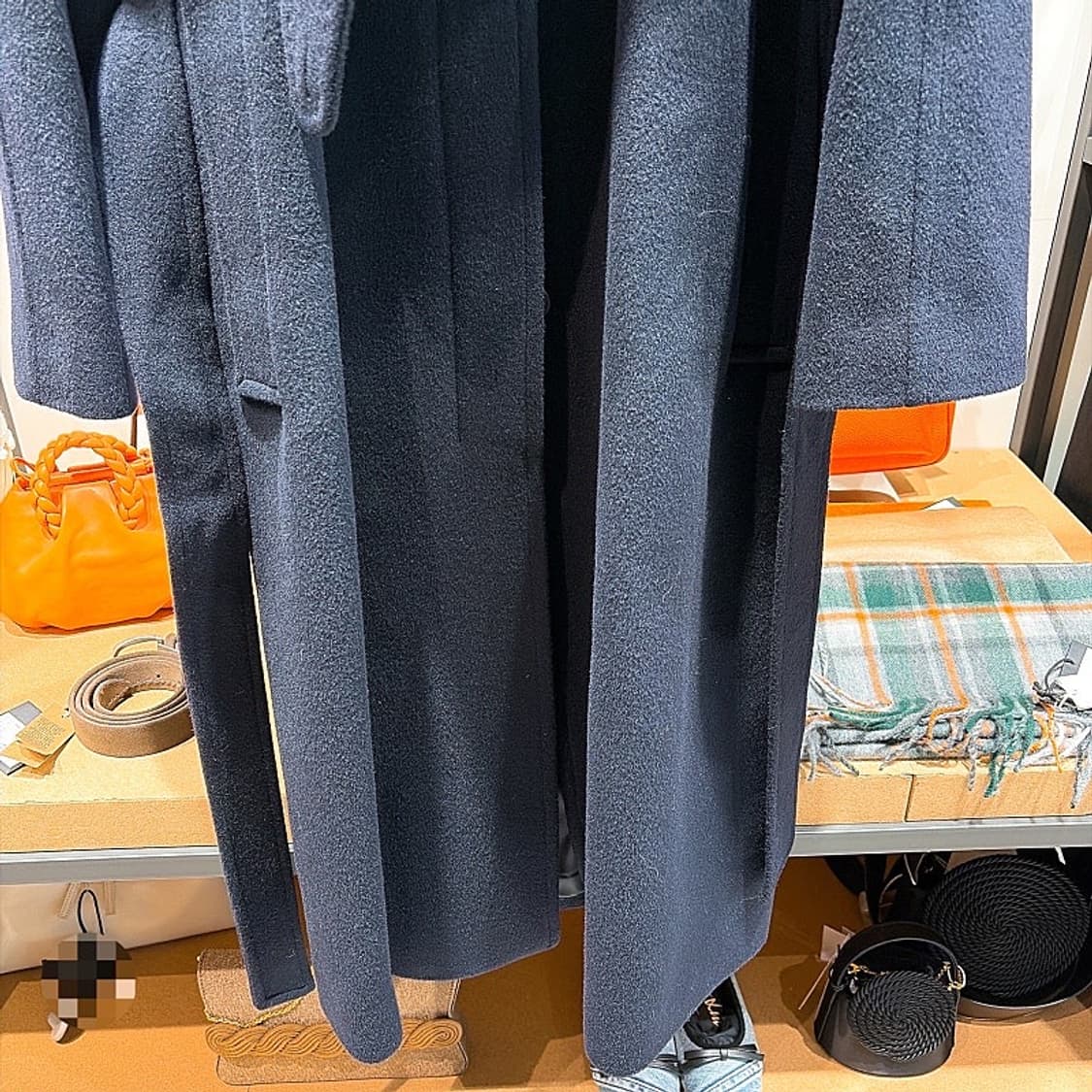 (정품/새상품) 르917 여성 네이비 맥시 스카프 울 코트 상품이미지3