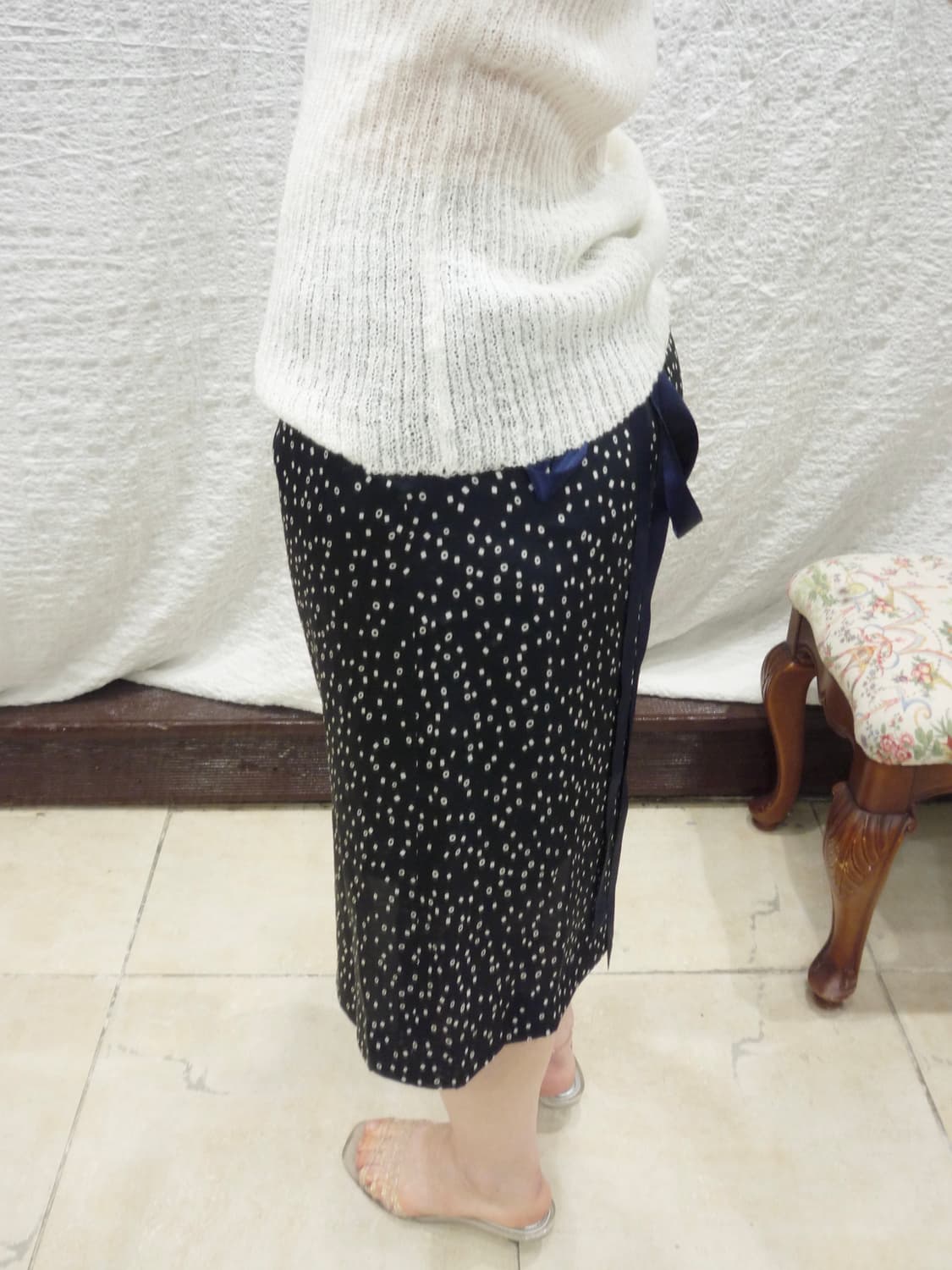 Satin navy skirt 상품이미지4