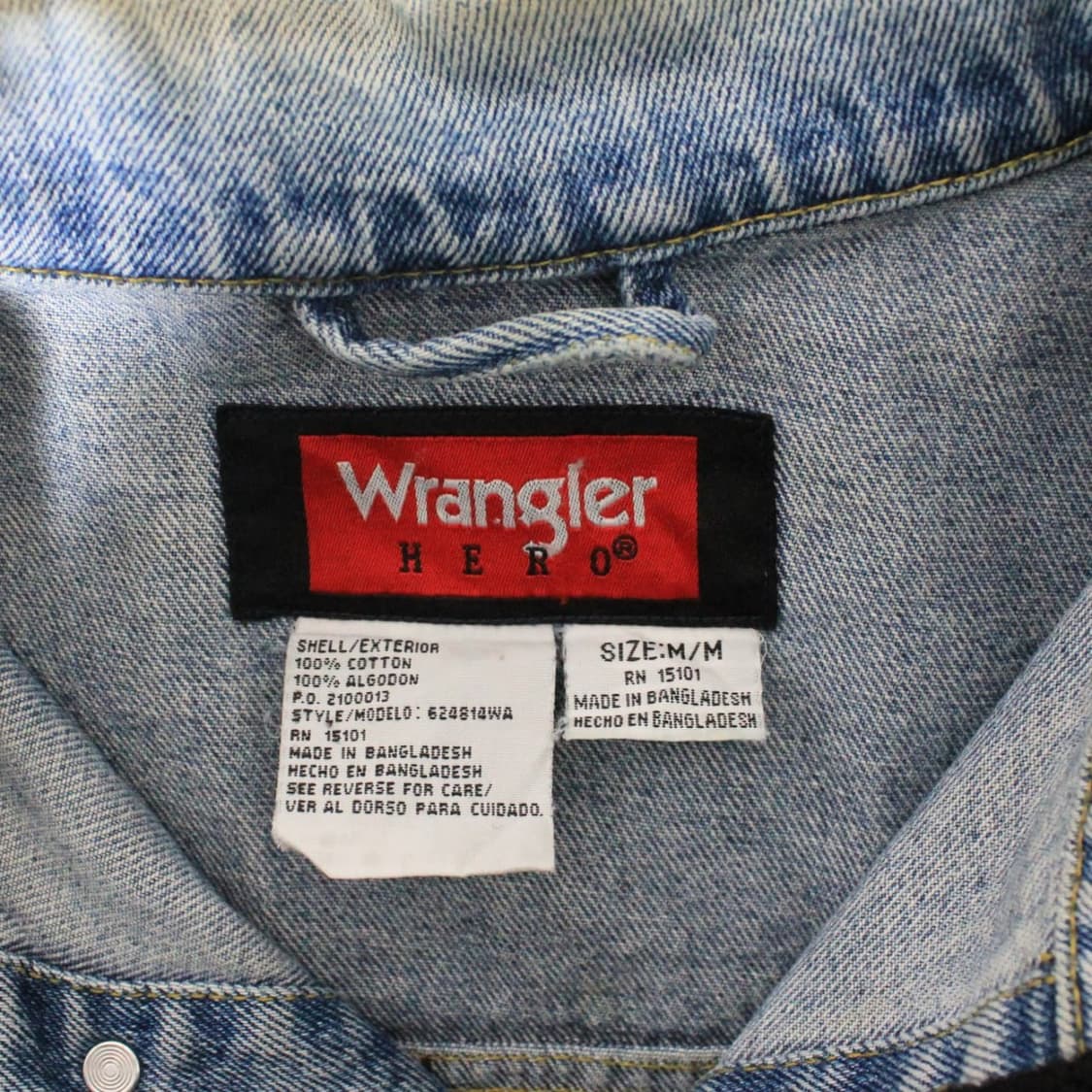90s Wrangler 랭글러 HERO 워싱 데님 자켓 L008 상품이미지5