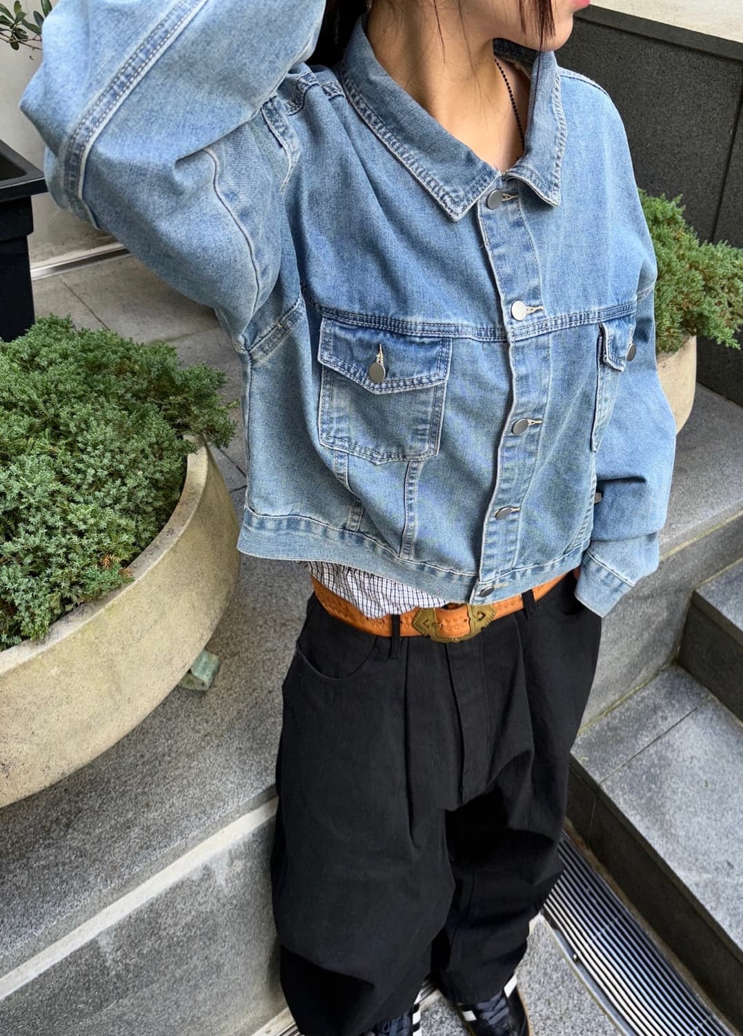 *Pre order [unisex] 시티 워크 빈티지 세미크롭 청자켓 상품이미지1