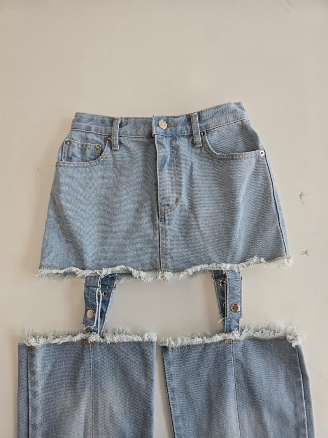 크랭크 CRANK 레이어드 데님 스커트 팬츠 S 상품이미지5