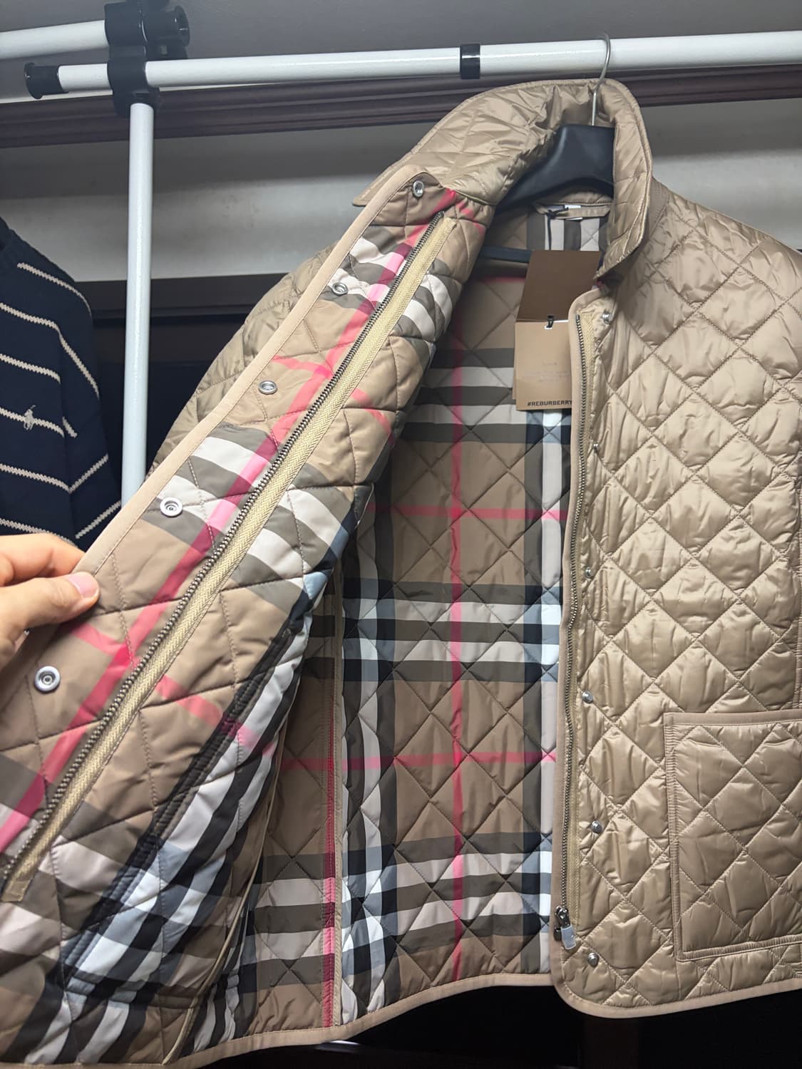 버버리 달리 퀼팅 자켓 L 카멜 새제품 상품이미지4