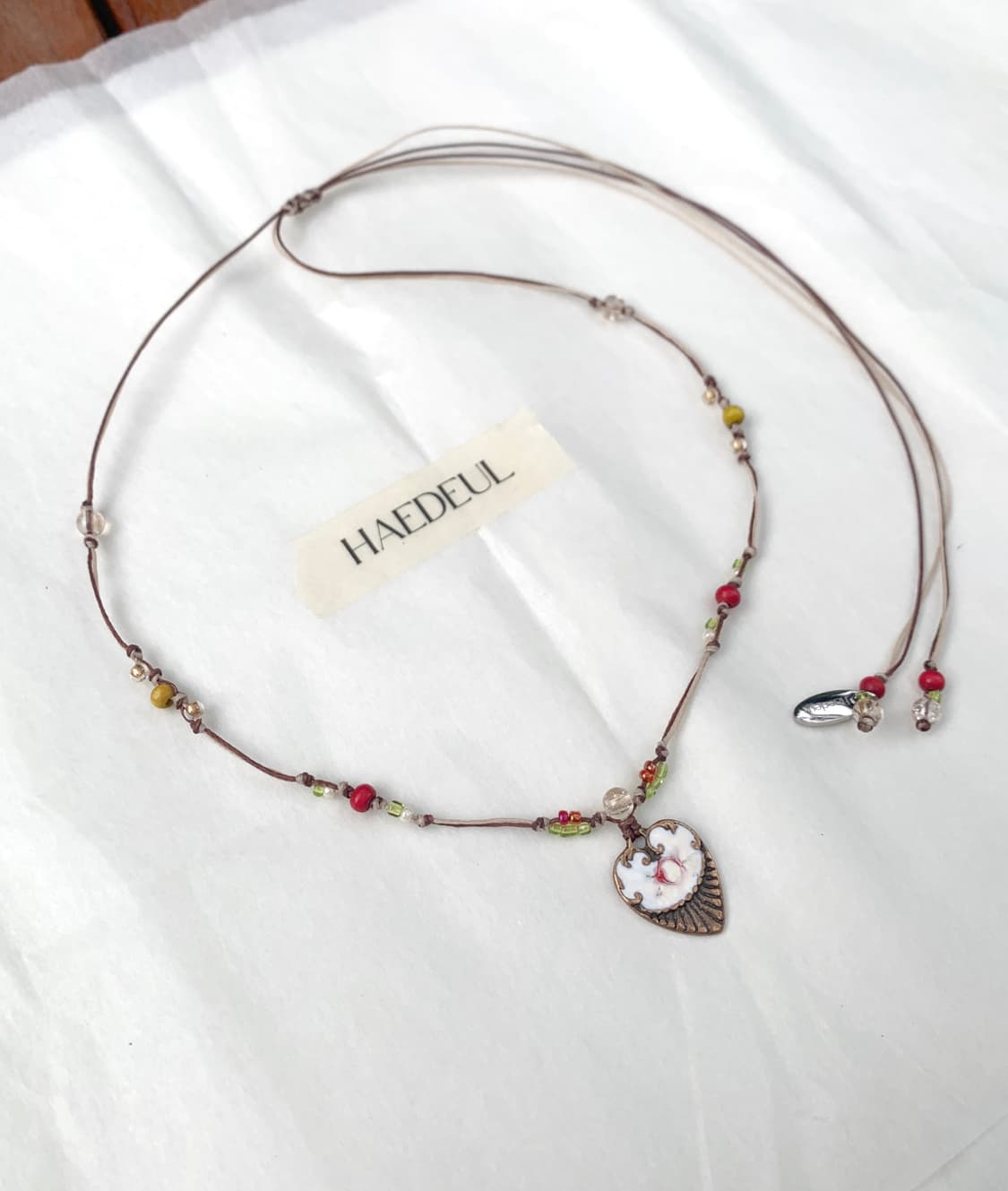 Strawberry Heart Knot Necklace 상품이미지1