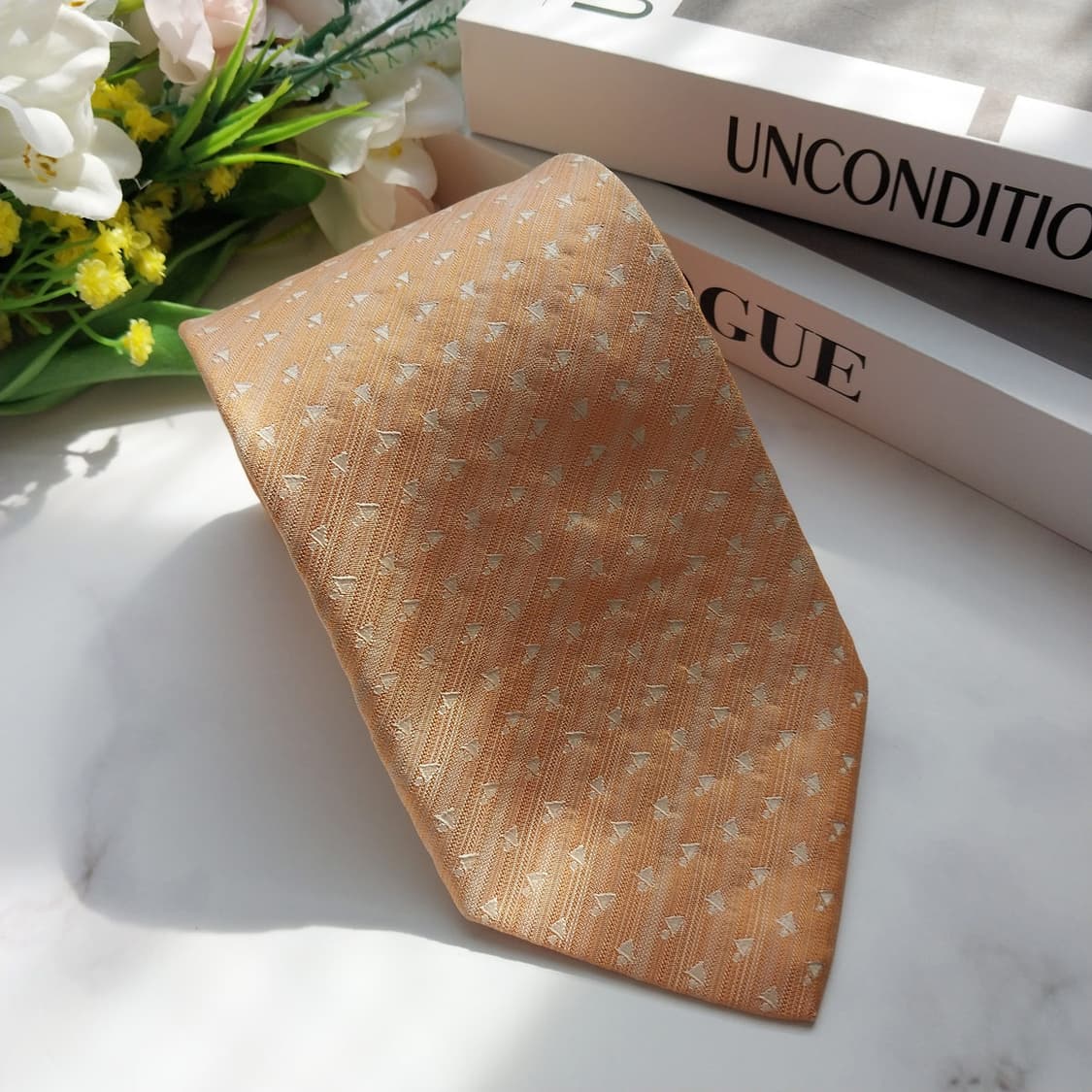 알테아 실크 오렌지 기하 패턴 넥타이 8.5cm A등급 K831
 상품이미지2